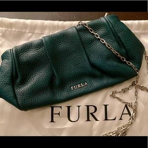 Furla teal pebble grain leather mini bag